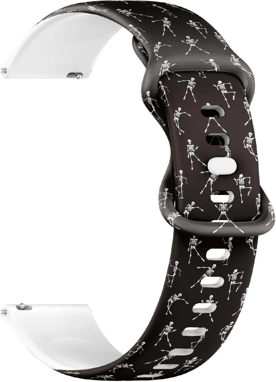 Watch Band (Dancing Skeletons) Replacement Rubber Strap Bracelet for Women, Men 20mm synthesize by-product slumber appliance enroll inform Quick Release Soft Sillicone Sports 