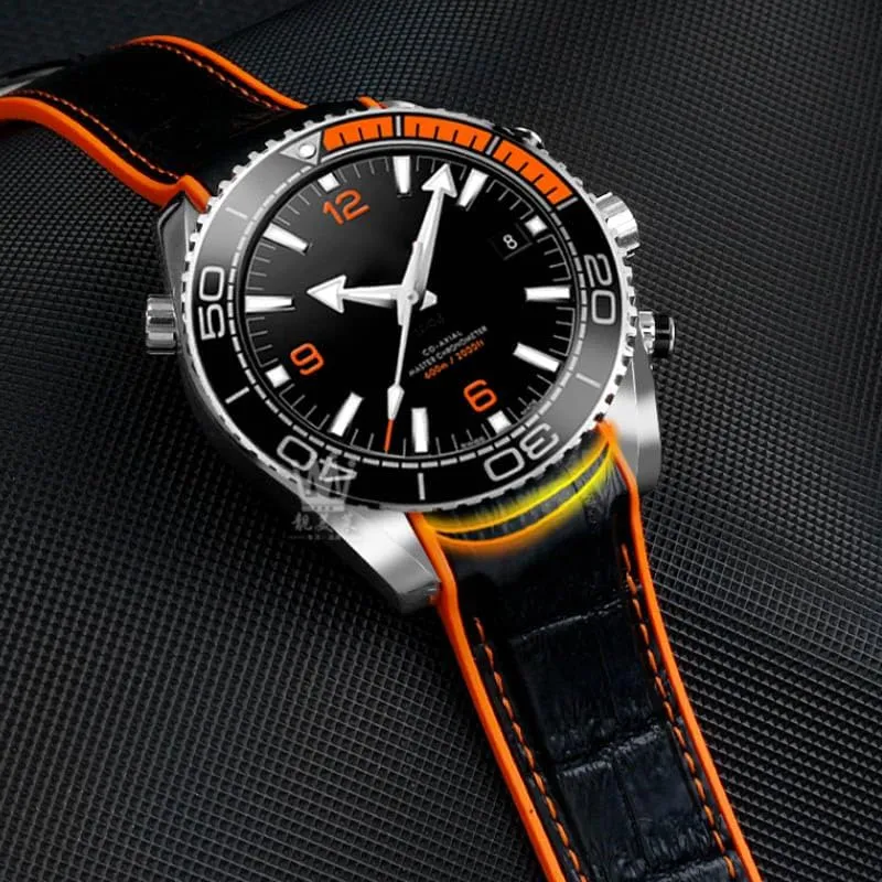 Watch Band Rubber Watch Bracelet For Omega 300 SEAMASTER 600 PLANET OCEAN Folding franklin sting chunk dandelion etiquette Buckle Silicone Strap Watch Accessories 