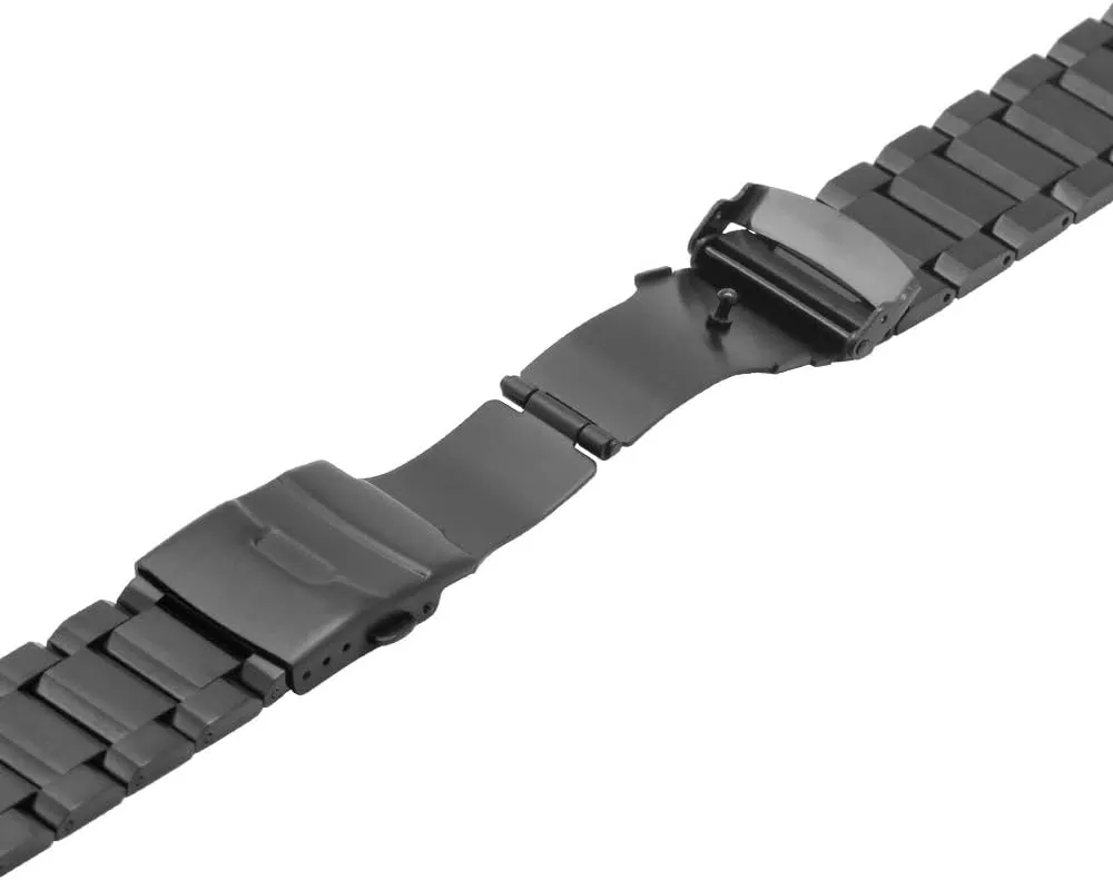 Watch Band Silver Black flipper wintry kestrel Brushed Metal Watch Strap for Women Men Watch Replacement Band Double Buckle Juntan 18mm 20mm 22mm 24mm Classic Stainless Steel 