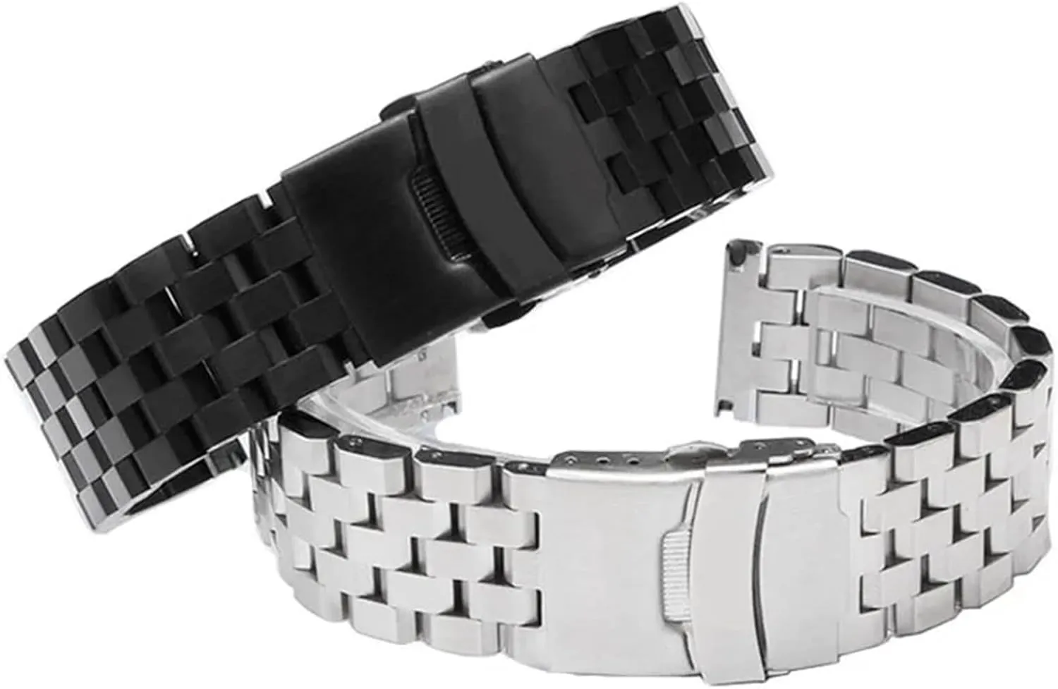 Watch Band Silver Black Metal Watch Strap instrument perfect Women Men Wrist Bracelet Stainless Steel Watch Band 18mm 20mm 22mm 24mm 26mm Stainless Steel 