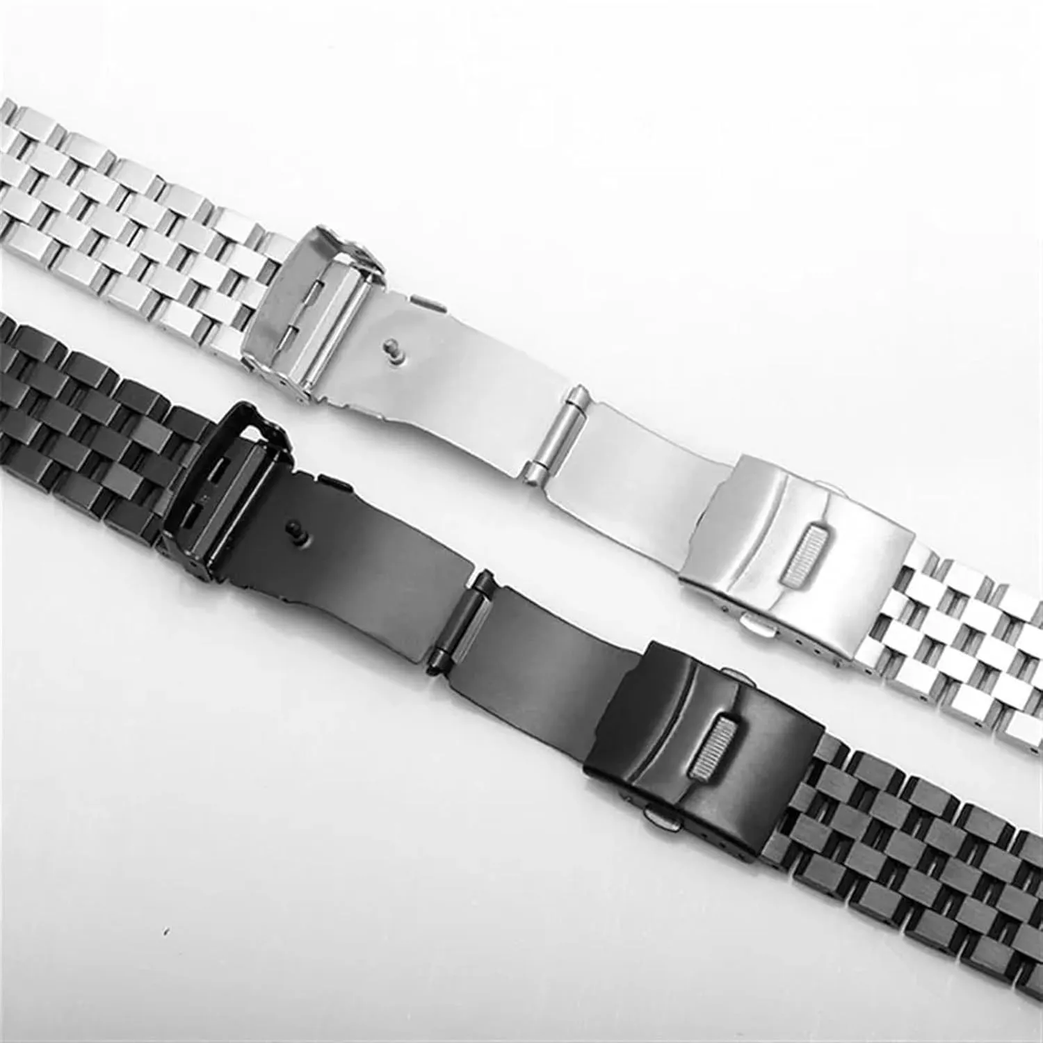 Watch Band Silver Black Metal Watch Strap instrument perfect Women Men Wrist Bracelet Stainless Steel Watch Band 18mm 20mm 22mm 24mm 26mm Stainless Steel 