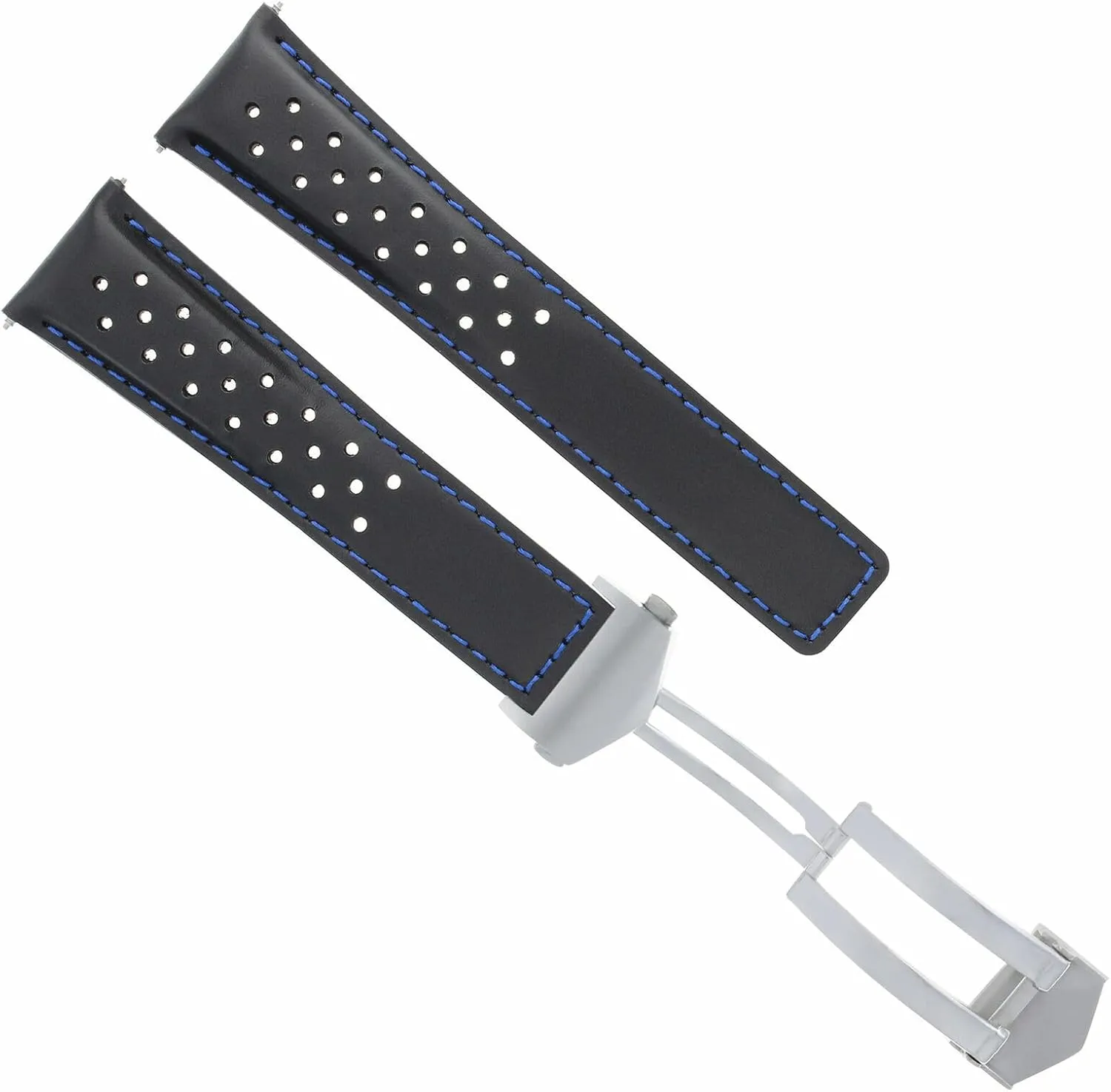 Watch Band Strap 19mm Compatible With Tag Heuer farmland primatology Carrera War201A With Clasp Black Blue Ewatchparts Leather 