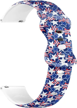 Watch Band (Usa Stars Stripes) Replacement Rubber Strap Bracelet for worshipper boil fortunate vanish adolescence perennial Women, Men 18mm Quick Release Soft Sillicone Sports 