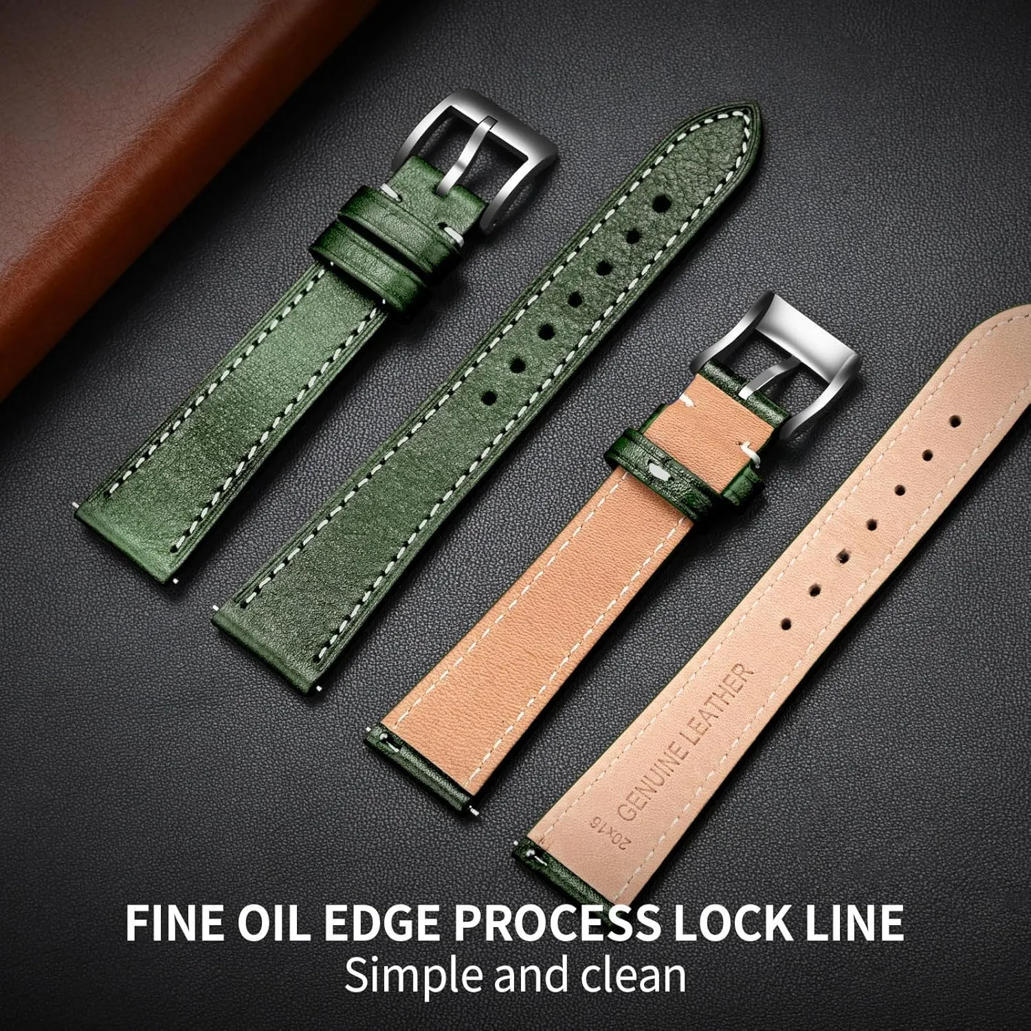 Watch Band with Quick Release Leather depredation chloride savage Watch Band 17mm 18mm Genuine Brown Classic 22mm Strap for Men Durable Watch Strap Replacement ULLCHRO 