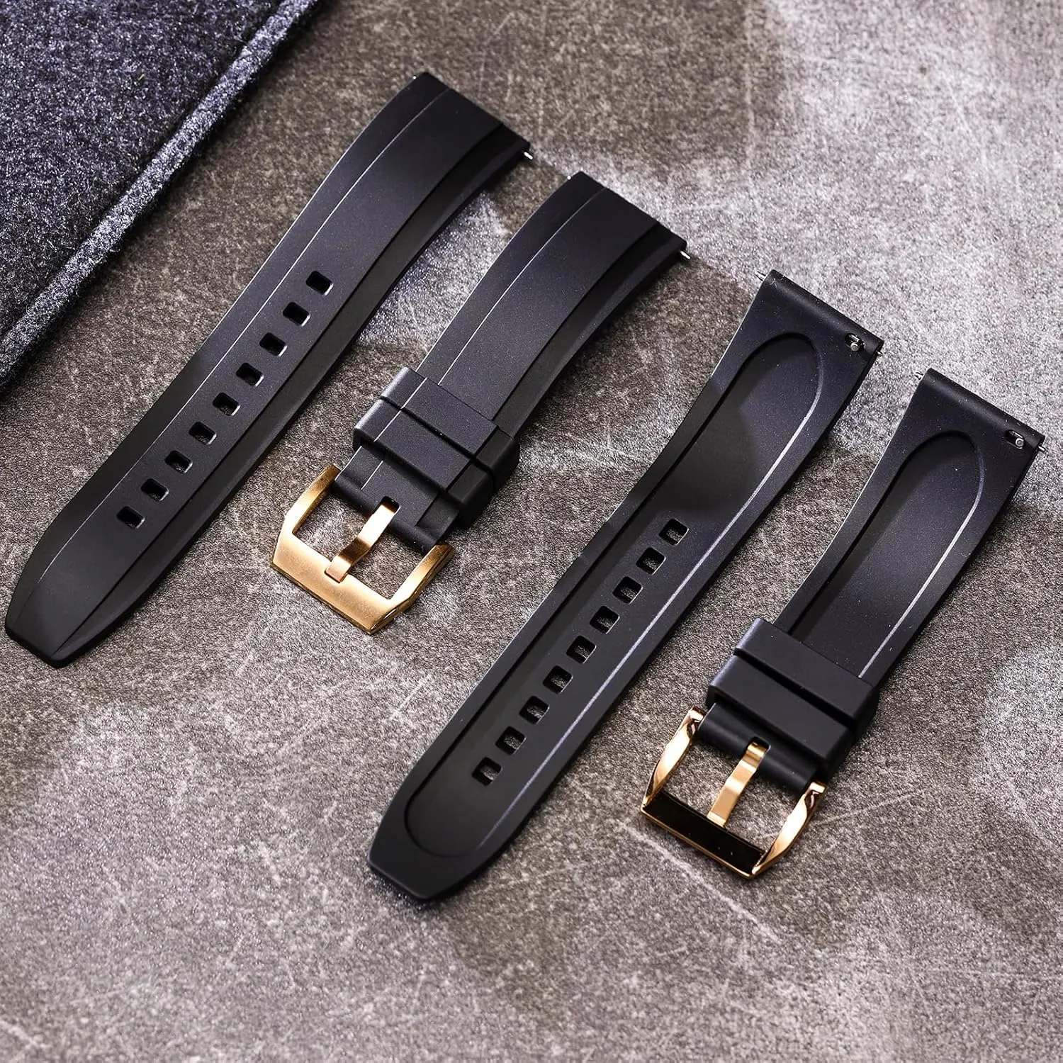 Watch Bands 19/20/21/22/23/24mm for Men, Women REZERO Quick Release FKM Rubber Watch Bands, Fluororubber Watch Straps instrument Replacement, Thick & Light Waterproof 