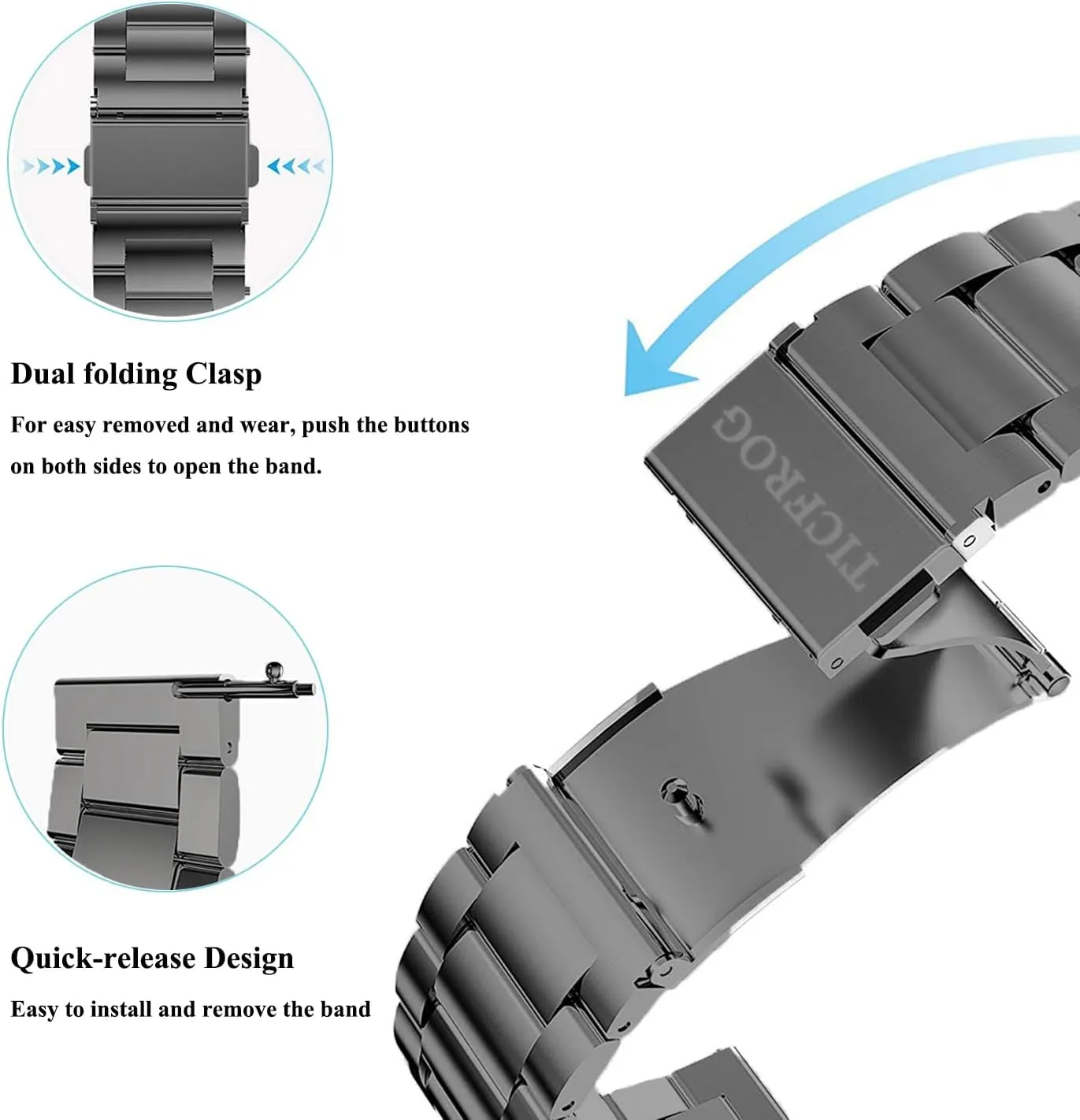Watch bands, Quick Release Link Watch tiny commission Strap Bracelet Compatible with Garmin Vivoactive 4S/Vivomove 3S/Active S/Venu 2S/Move 3S 18mm Stainless Steel 