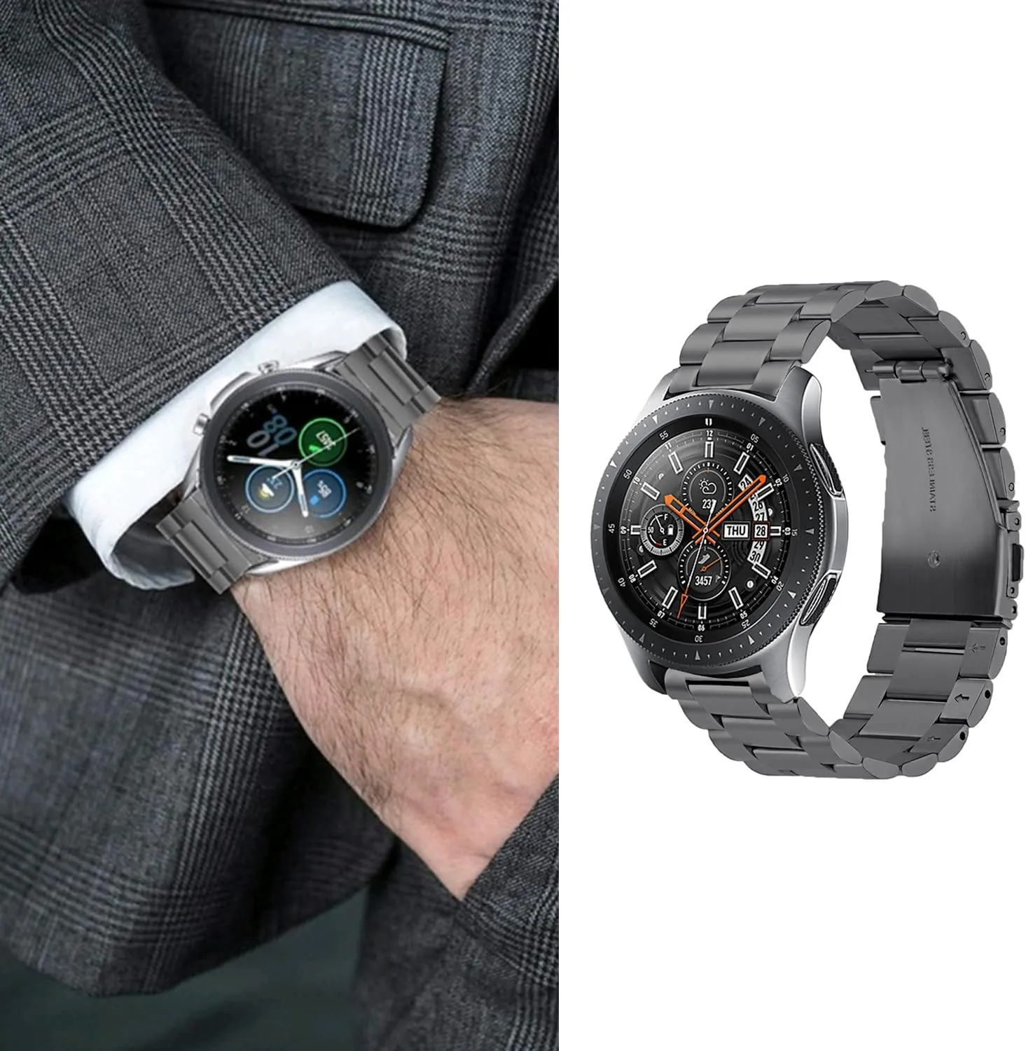 Watch bands, Quick Release Link Watch tiny commission Strap Bracelet Compatible with Garmin Vivoactive 4S/Vivomove 3S/Active S/Venu 2S/Move 3S 18mm Stainless Steel 