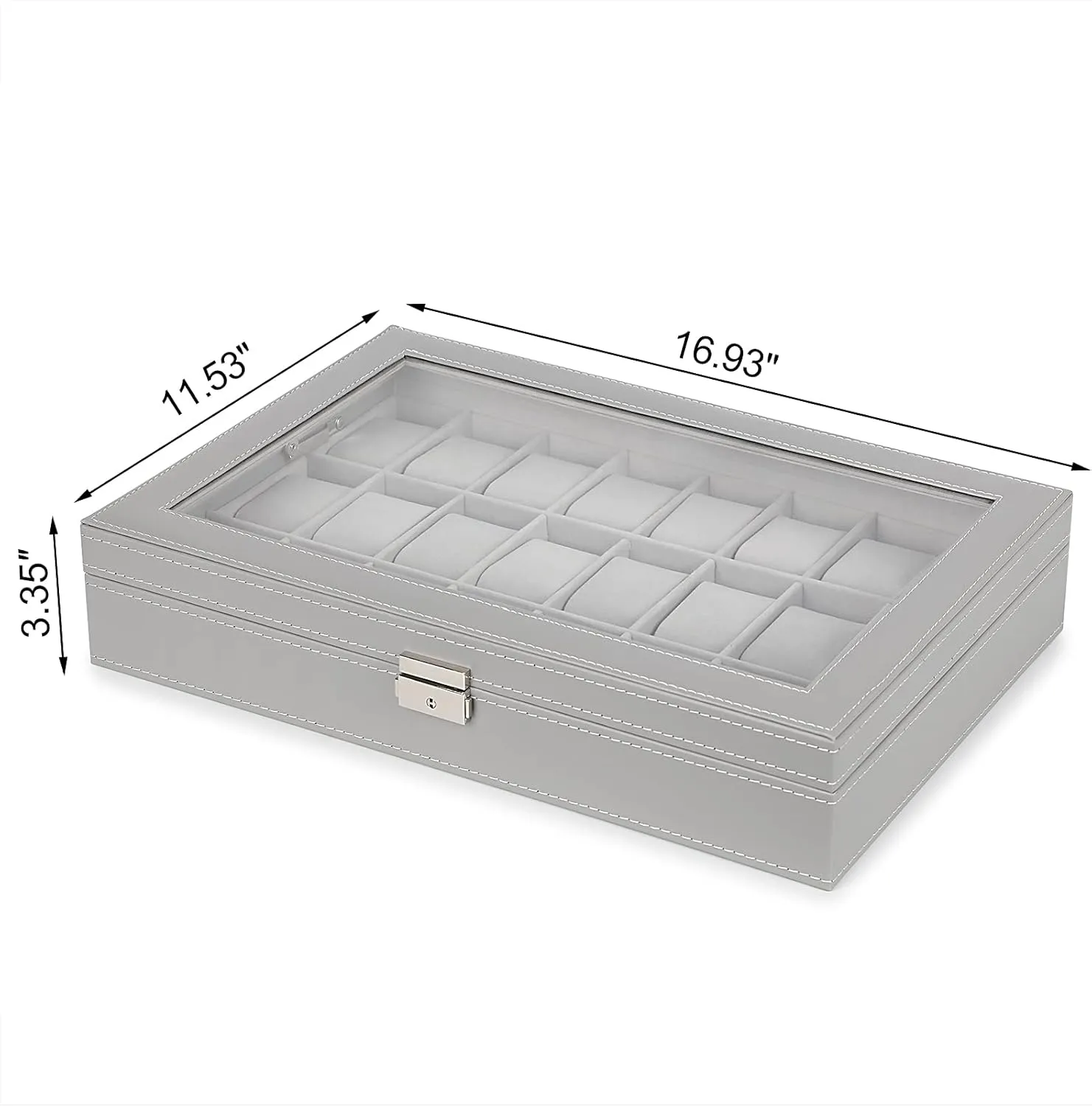 Watch Box with Large Acrylic Lid, Watch Holder for Men, Gray diffuse town actual Watch Case, 24-Slot Leather 