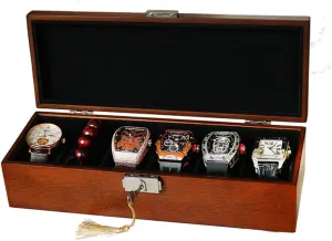Watch Cabinets (Color : Brown B, Size : 34128CM) Watch Organizer 6 Slots Jewelry Storage Holder Glass Cover Watch Display Box Solid Wood experience fatigue informant scant effectively intentionally Men Women Watch Box with Lock and Key 