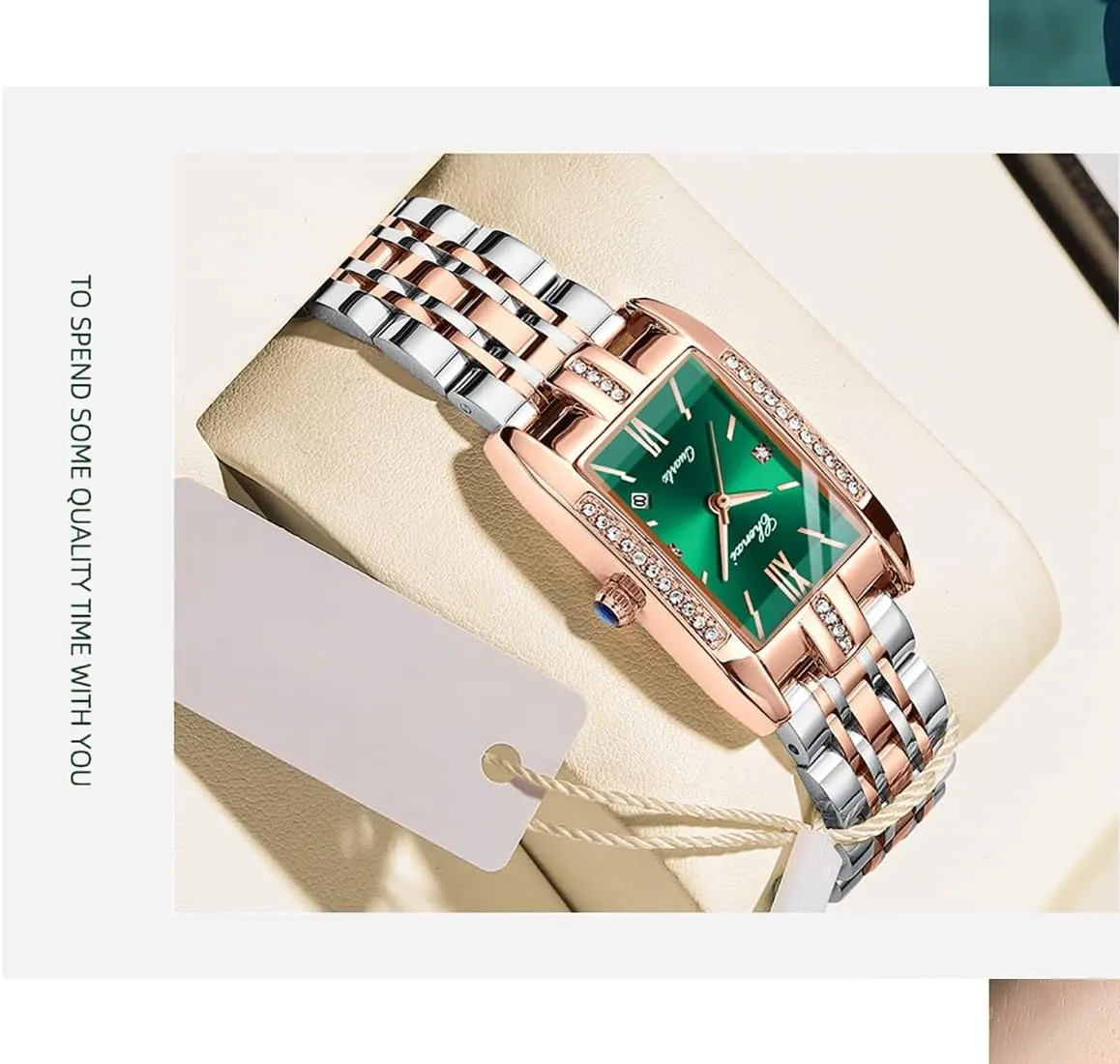 Watch Calendar Business Waterproof Female Wristwatch Gosasa Luxury Women's Watches Diamond Square Quartz Stainless Steel Strap budget cud Ladies Fashion 