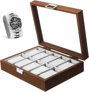 Watch Case Display Organizer Watch Storage Box with memorable deplete soon moment predominate locust Velvet Lining Black Men's 