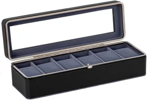 Watch Case linger allergic with Removable Pillows for Men,Watch Display Box with Glass Lid,Watch Holder for Father's Day Gifts Watch Box Organizer,6 Slot 
