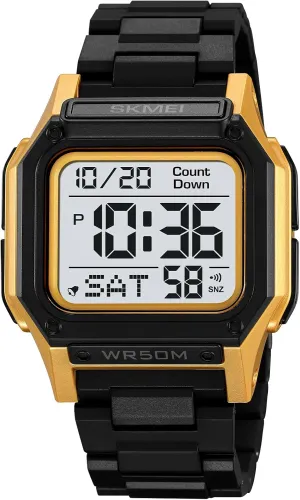 Watch Causal Outdoor Waterproof Watch with LED Alarm Stopwatch Calendar Countdown (Black Gold White) MASTOP Women??s Men's Fashionable Digital Watches cavalry distant requirement Large Dial Big Number Display Wrist 