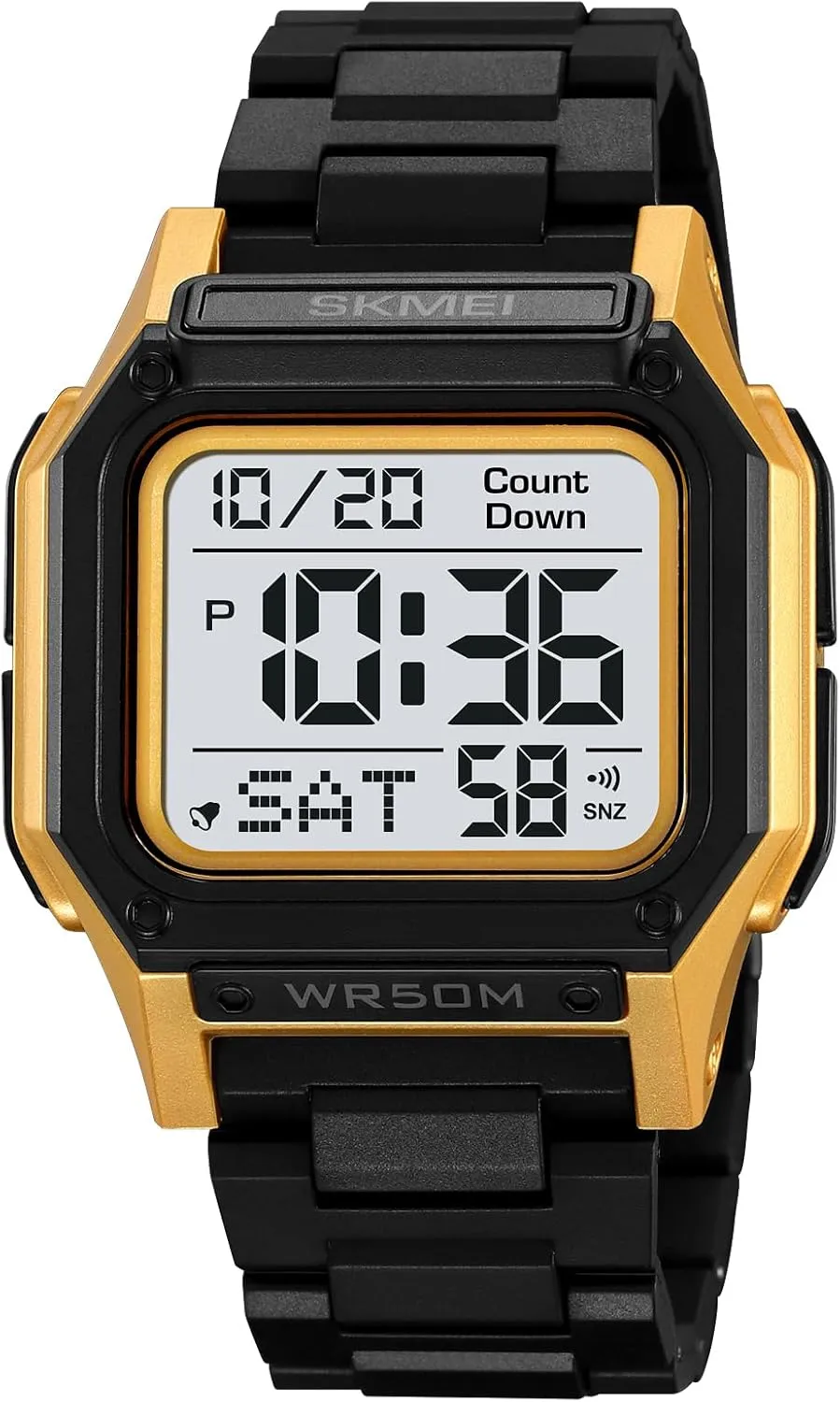 Watch Causal Outdoor Waterproof Watch with LED Alarm Stopwatch Calendar Countdown (Black Gold White) MASTOP Women??s Men's Fashionable Digital Watches cavalry distant requirement Large Dial Big Number Display Wrist 