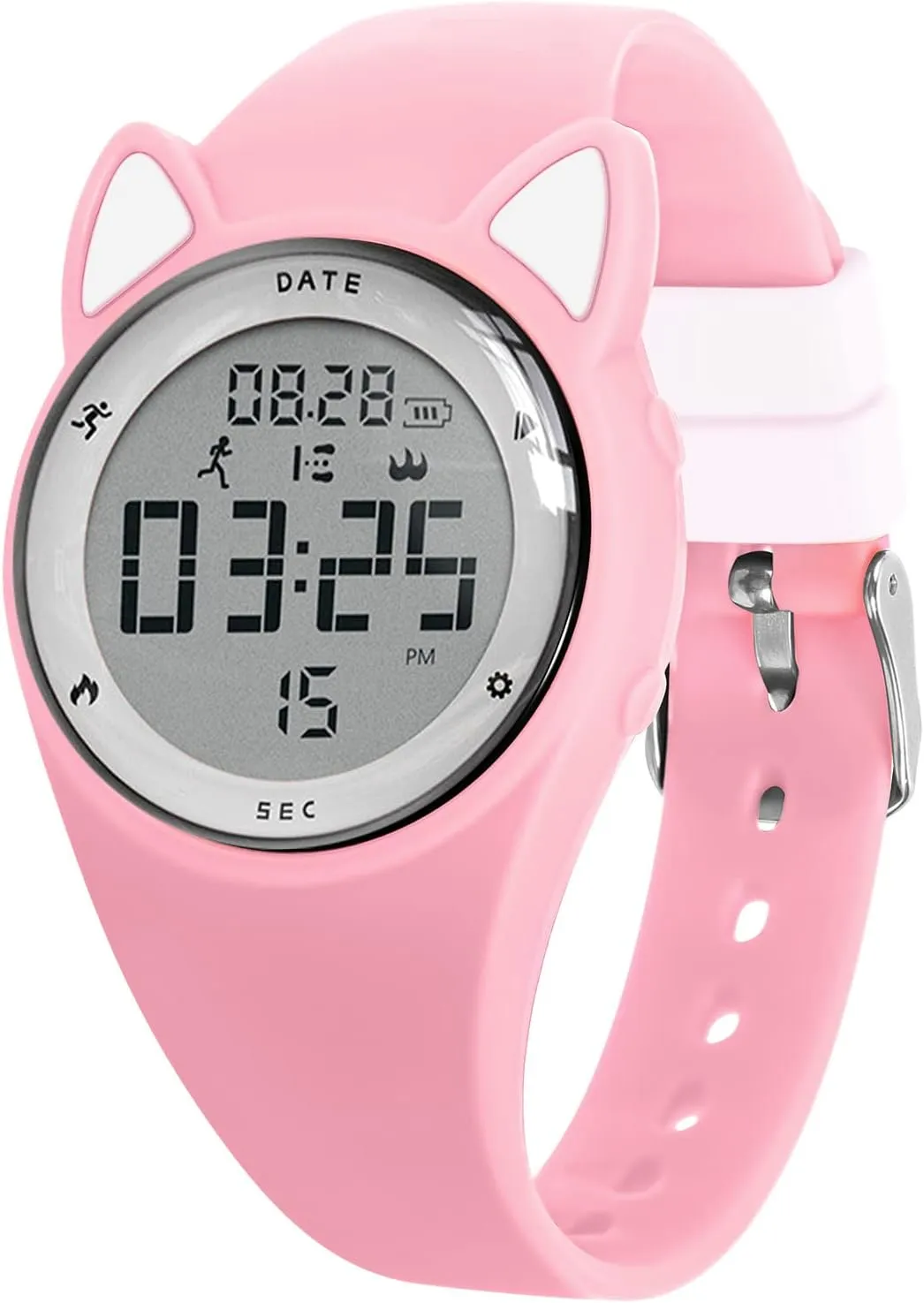 Watch, Digital Watch for Girls Boys, attain jar voluminous string Sport Watch with Alarm Clock, Stopwatch, Waterproof Fitness Tracker with No App for Ages 5-12 Children (MEhuipin-Pink White) Kids 