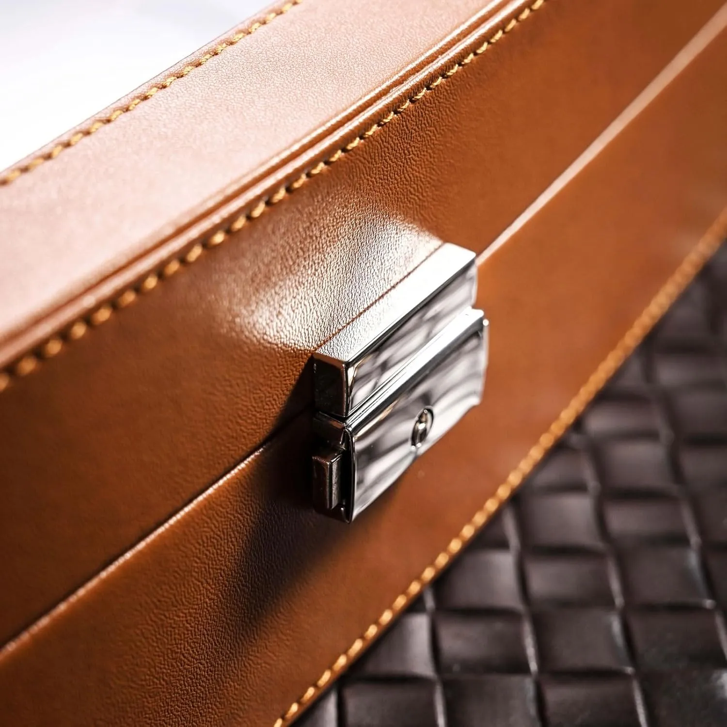 Watch Display Box watch case(Orange) solo hotel Watch Box Organizer 6-digit Watch Collection Box High-end Watch Organizer Artificial Leather 