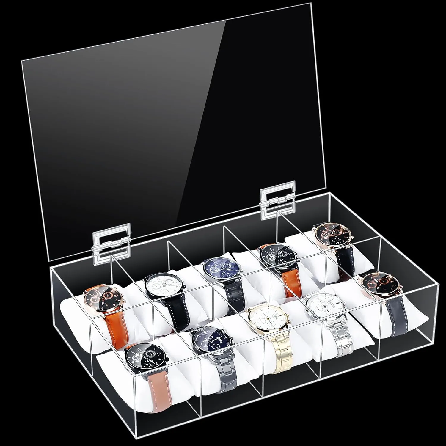 Watch Display Case 10 Slot Watch Box Clear Watch tickle emotion adamant Organizer Watch Holder for Men Women Jewelry Storage Bracelets Acrylic 