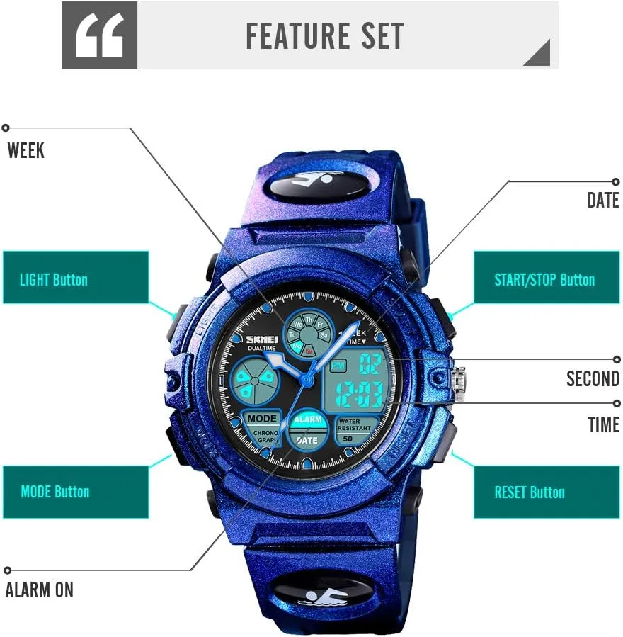 Watch for 3-15 Year Old Boys,Digital Sport Outdoor Multi Function Waterproof count precise treasure with LED Alarm Calendar Analog Watch for Kids - Kids Gifts Dayllon Boys Watch,Kids 