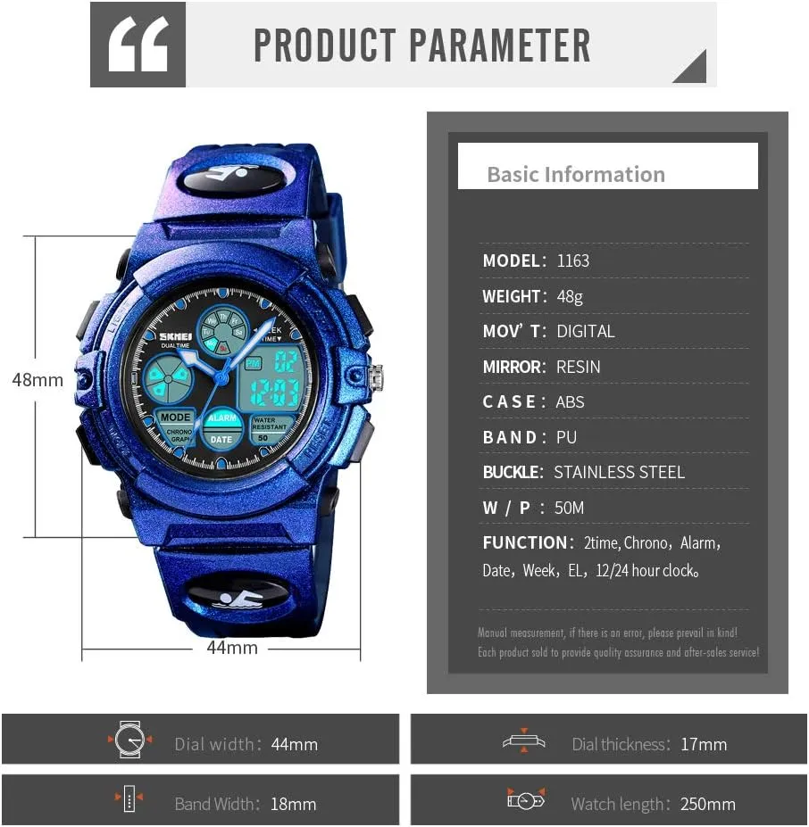 Watch for 3-15 Year Old Boys,Digital Sport Outdoor Multi Function Waterproof count precise treasure with LED Alarm Calendar Analog Watch for Kids - Kids Gifts Dayllon Boys Watch,Kids 