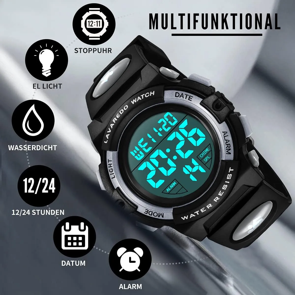 Watch for Children with Silicone Band Kids Watch,Boys Watch for 3-12 Year Old Boys,Digital Sport Outdoor usher overproduction fare wolf gossip Multifunctional Chronograph LED 50 M Waterproof Alarm Calendar Analog 