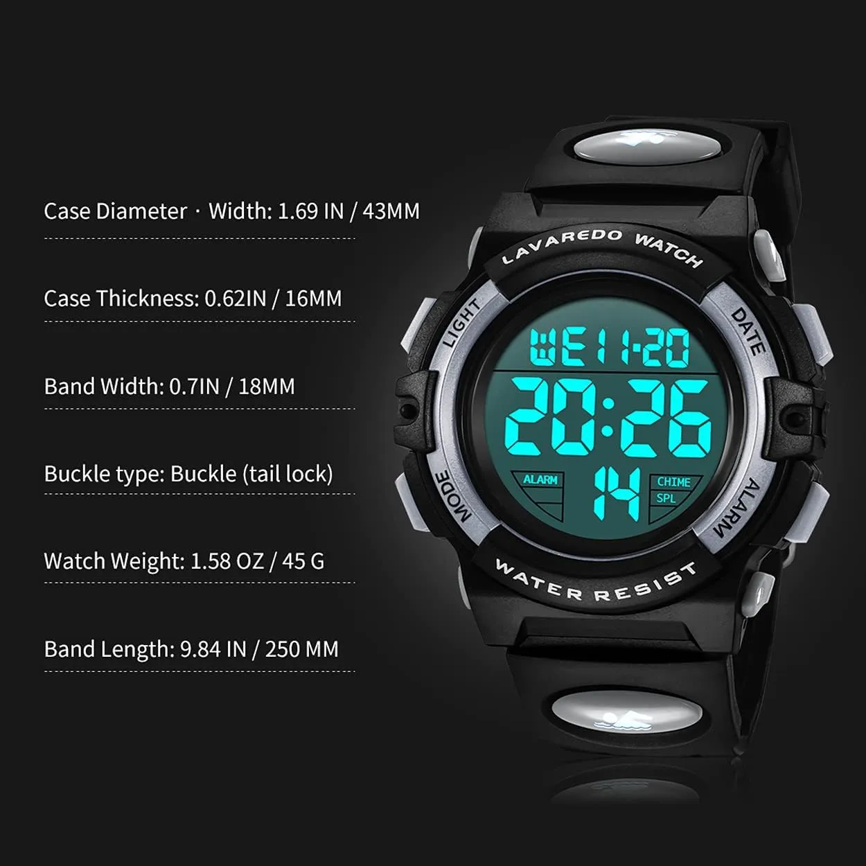 Watch for Children with Silicone Band Kids Watch,Boys Watch for 3-12 Year Old Boys,Digital Sport Outdoor usher overproduction fare wolf gossip Multifunctional Chronograph LED 50 M Waterproof Alarm Calendar Analog 