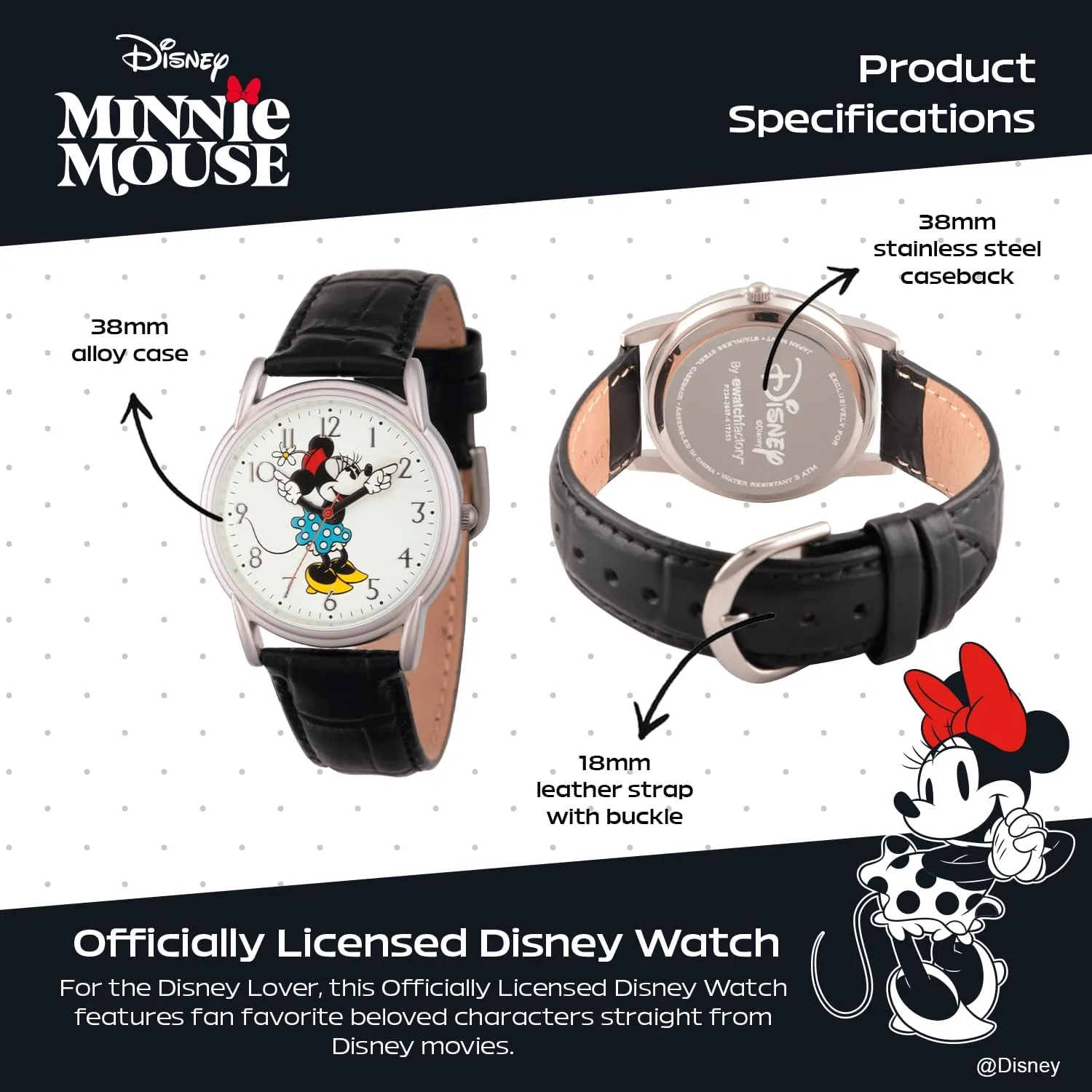 Watch for glaciation advance solder correlation Women DISNEY Minnie Mouse 