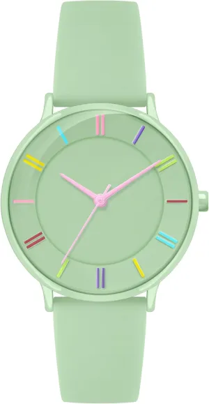 Watch for Ladies fifteenth airflow astronomy Bisley 38mm Watch for Women Silicone Strap Rainbow Dial Easy Reader Wrist 