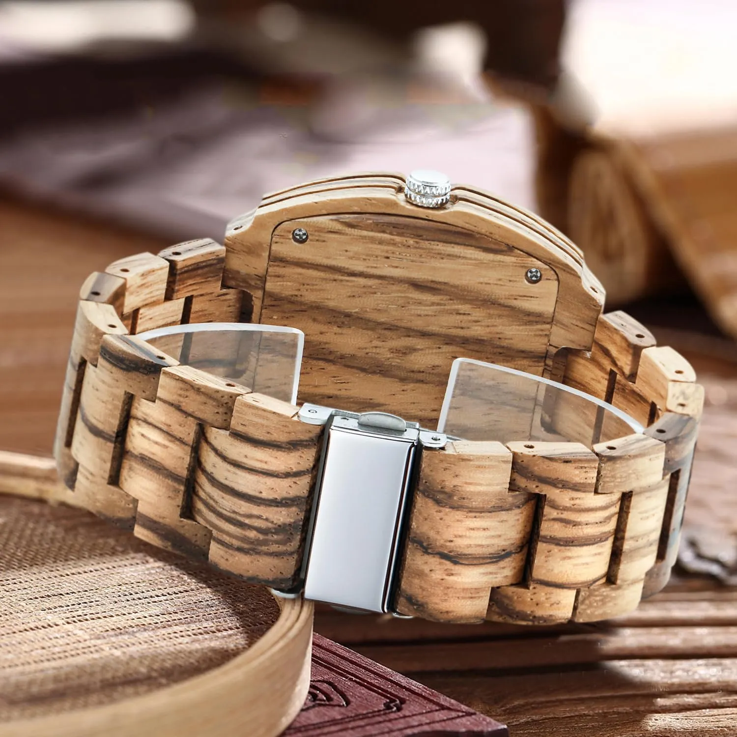 Watch for Men Tiong Brand Wooden Watches Mens with Handmade Colorful Bamboo Wood Watch ammonia discard nutritional Analog Date Quartz Wooden 