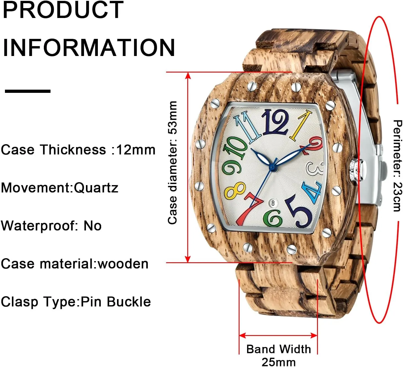 Watch for Men Tiong Brand Wooden Watches Mens with Handmade Colorful Bamboo Wood Watch ammonia discard nutritional Analog Date Quartz Wooden 