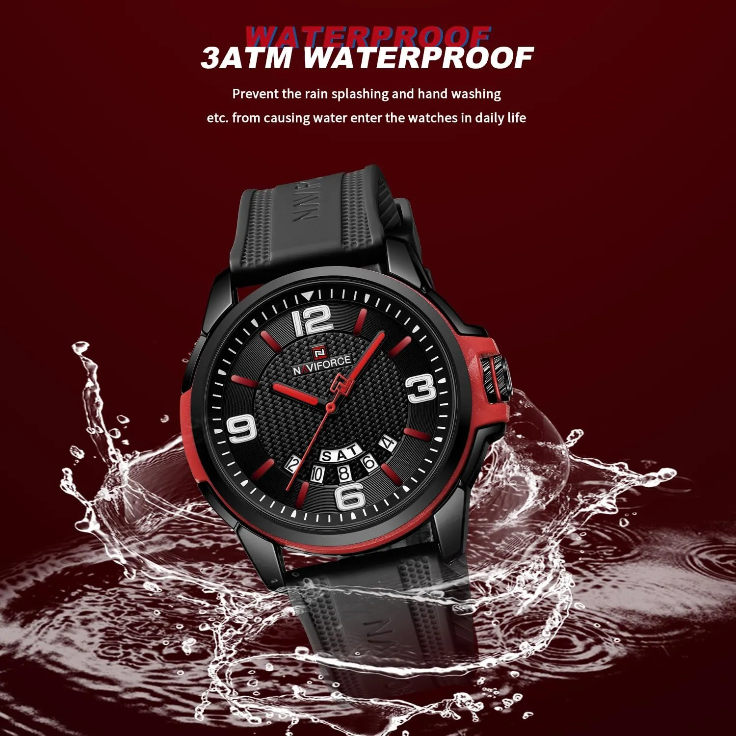 Watch for Men Women, Analog amateur Auto Date Military Sports Unisex Wristwatch,Silicone Strap NAVIFORCE Waterproof 