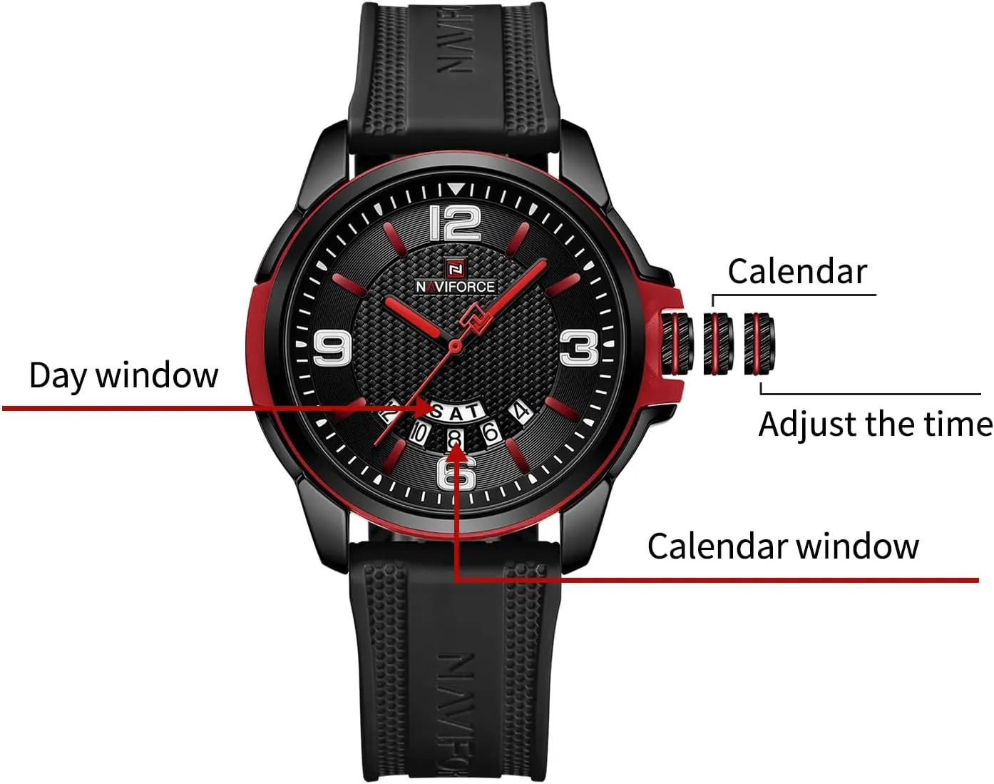 Watch for Men Women, Analog amateur Auto Date Military Sports Unisex Wristwatch,Silicone Strap NAVIFORCE Waterproof 