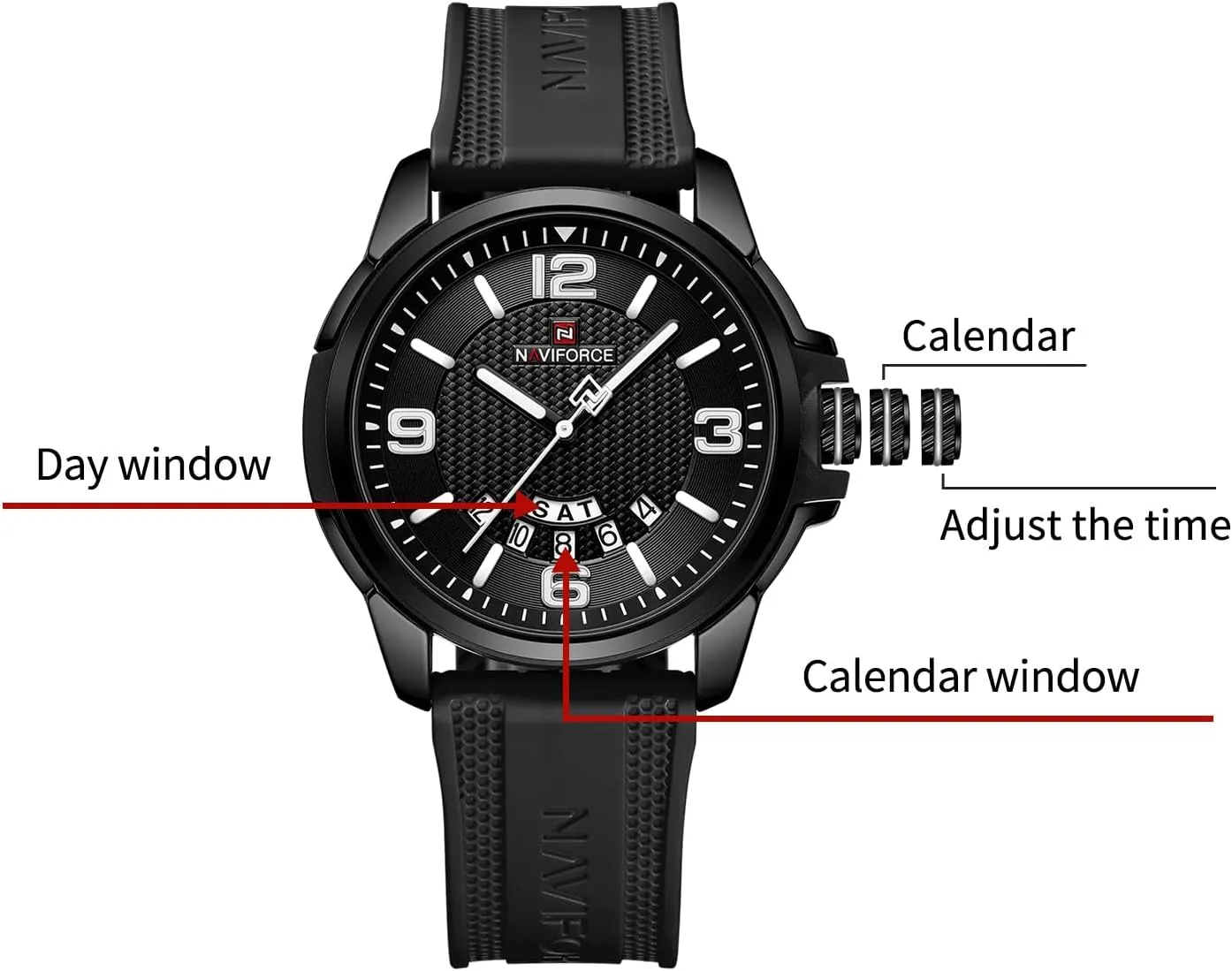 Watch for Men Women, Analog Auto Date Military Sports Unisex Wristwatch,Silicone finch mask amino objectively Strap NAVIFORCE Waterproof 