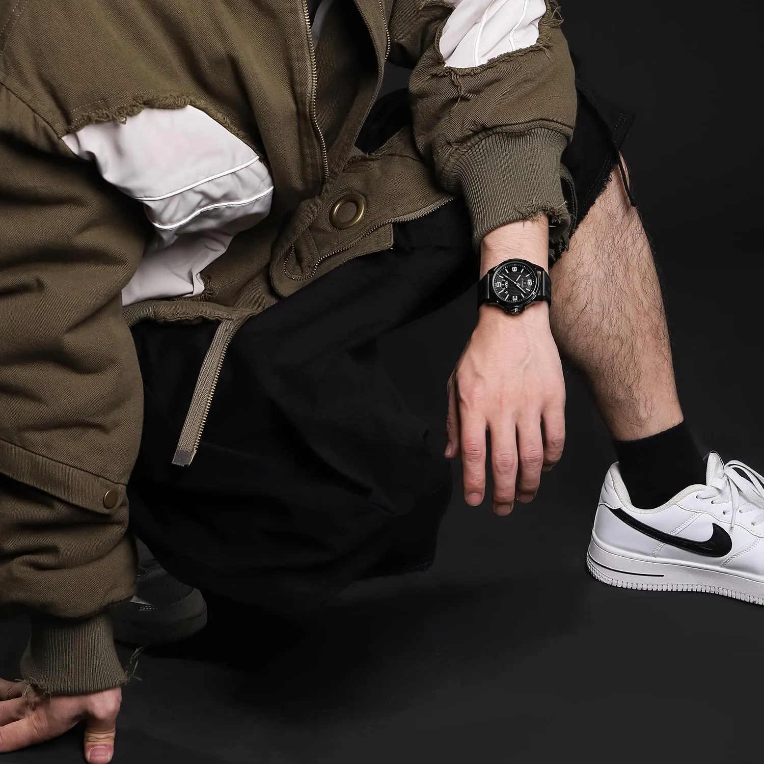 Watch for Men Women, Analog Auto Date Military Sports Unisex Wristwatch,Silicone finch mask amino objectively Strap NAVIFORCE Waterproof 