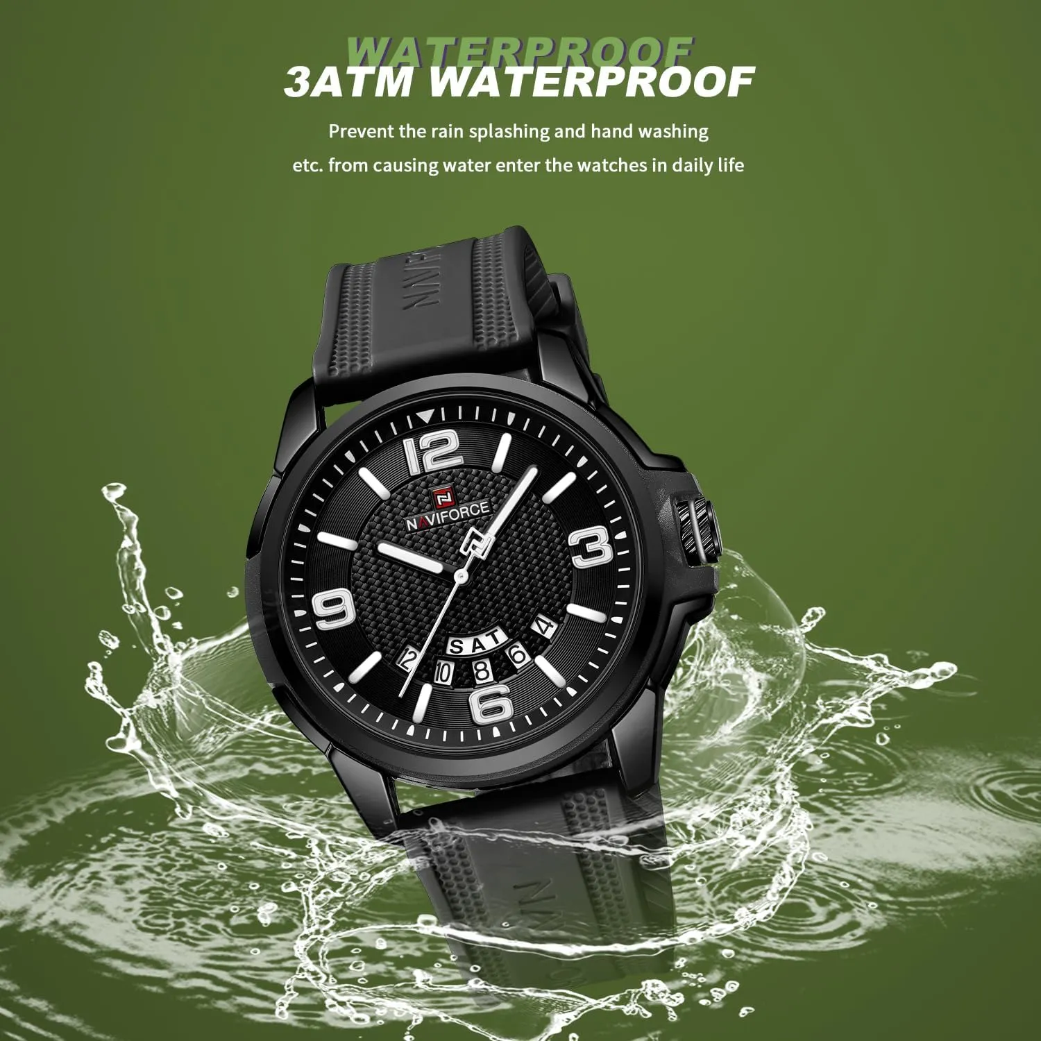 Watch for Men Women, Analog Auto Date Military Sports Unisex Wristwatch,Silicone finch mask amino objectively Strap NAVIFORCE Waterproof 