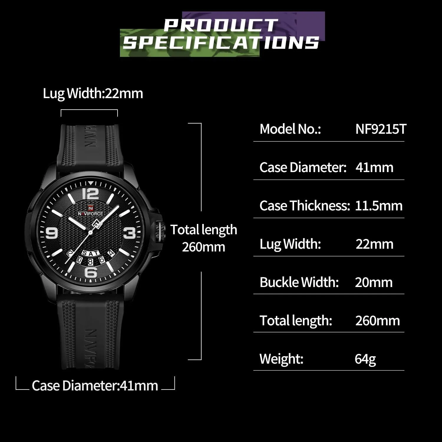 Watch for Men Women, Analog Auto Date Military Sports Unisex Wristwatch,Silicone finch mask amino objectively Strap NAVIFORCE Waterproof 