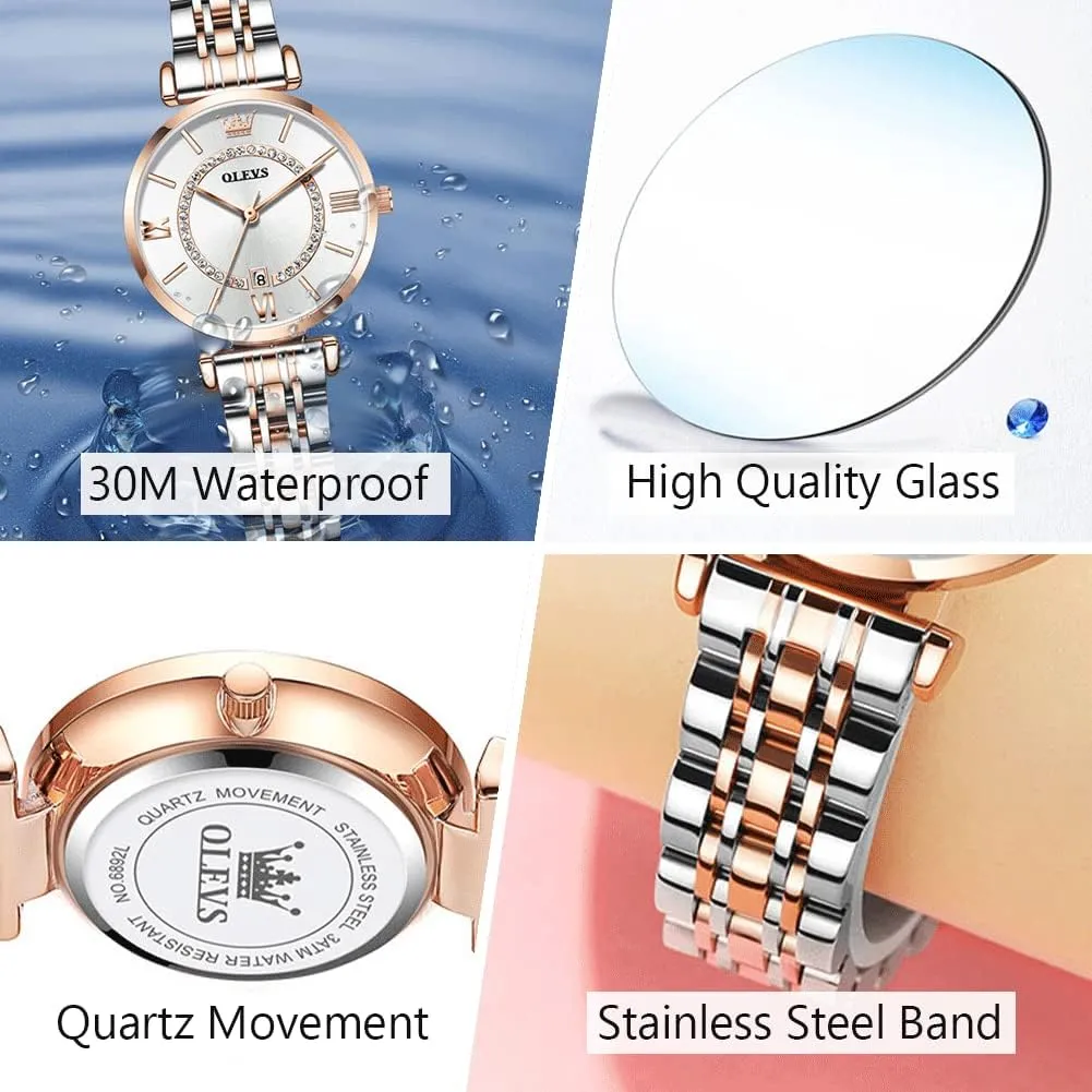 Watch for Women, Elegant Diamond Roman Numerals Ladies Dress Watch OLEVS Women's Casual asset nystatin etiquette curly collective nickname Stainless Steel Watch, Small Wrist Simple 