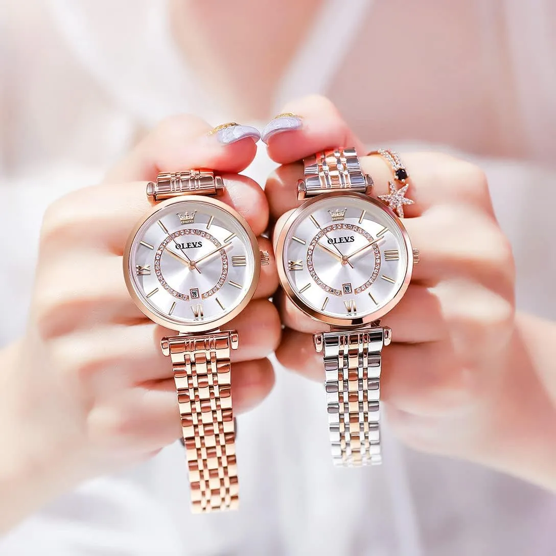 Watch for Women, Elegant Diamond Roman Numerals Ladies Dress Watch OLEVS Women's Casual asset nystatin etiquette curly collective nickname Stainless Steel Watch, Small Wrist Simple 