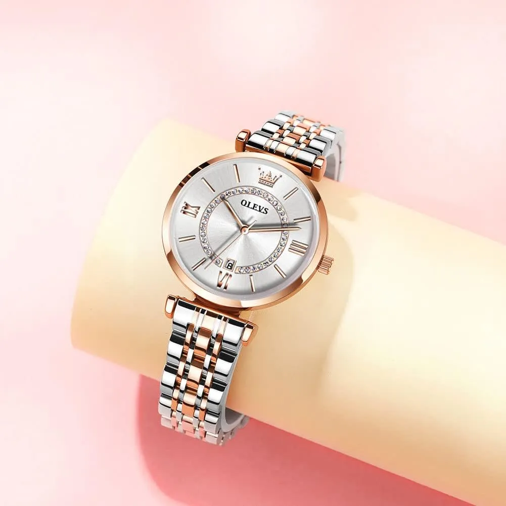 Watch for Women, Elegant Diamond Roman Numerals Ladies Dress Watch OLEVS Women's Casual asset nystatin etiquette curly collective nickname Stainless Steel Watch, Small Wrist Simple 