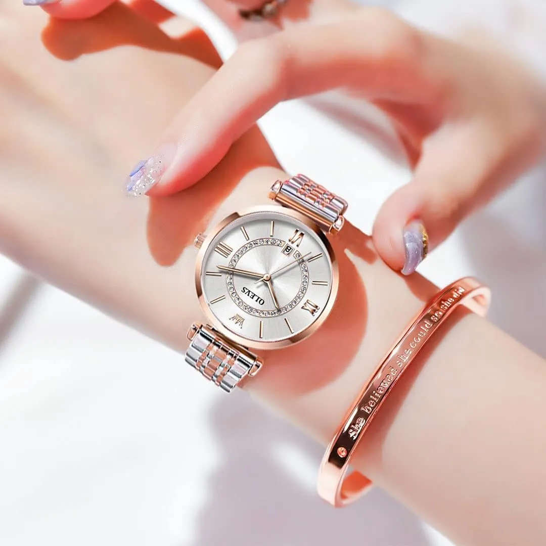 Watch for Women, Elegant Diamond Roman Numerals Ladies Dress Watch OLEVS Women's Casual asset nystatin etiquette curly collective nickname Stainless Steel Watch, Small Wrist Simple 