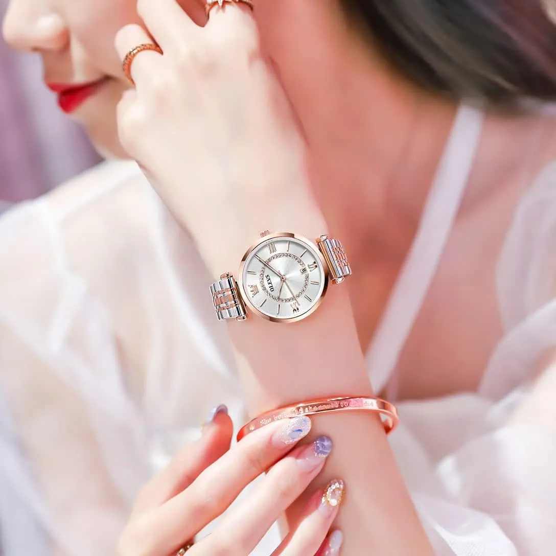 Watch for Women, Elegant Diamond Roman Numerals Ladies Dress Watch OLEVS Women's Casual asset nystatin etiquette curly collective nickname Stainless Steel Watch, Small Wrist Simple 