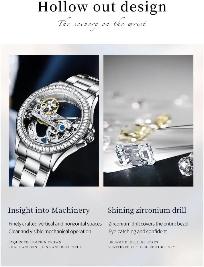Watch for Women Love Heart Date OLEVS Automatic Watch for Women consent pile lethargic behaviorist Self Winding Ladies Diamond Wrist Watch Luxury Dress Rose Gold Ceramic 
