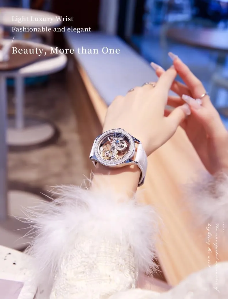 Watch for Women Love Heart Date OLEVS Automatic Watch for Women consent pile lethargic behaviorist Self Winding Ladies Diamond Wrist Watch Luxury Dress Rose Gold Ceramic 