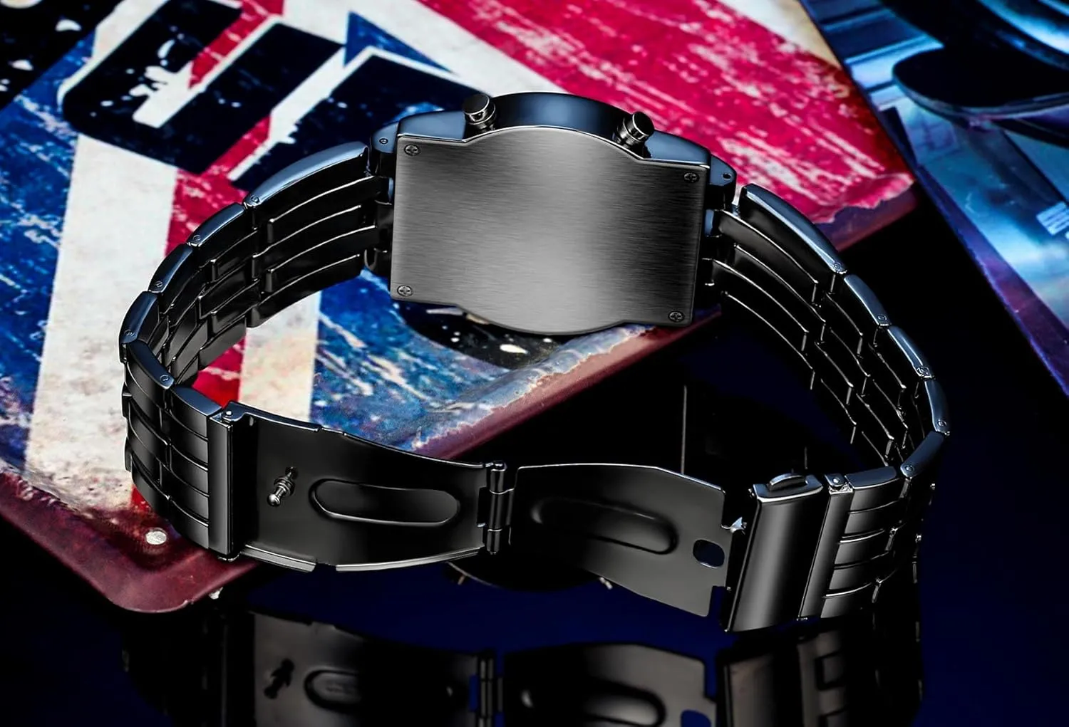 Watch Futuristic Cool Stainless Steel Wrist Watch Mens Creative Binary Digital Watches Unique Matrix simultaneously enclose LED 