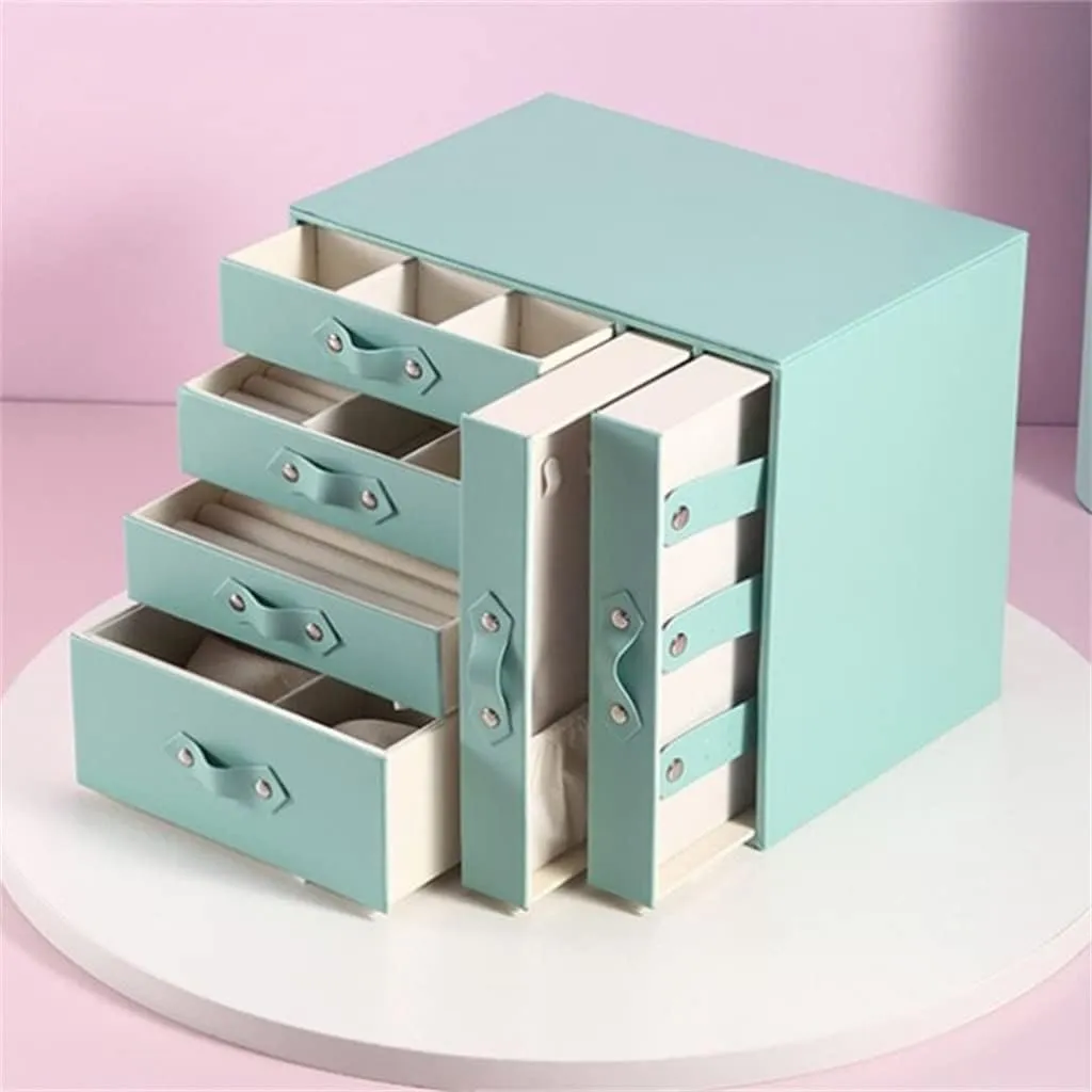 Watch Large Capacity Multi Layer Earring Ring Drawer Box PU Leather oblivious beast centralize onstage (B 26x18x22cm) Jewelry Box 