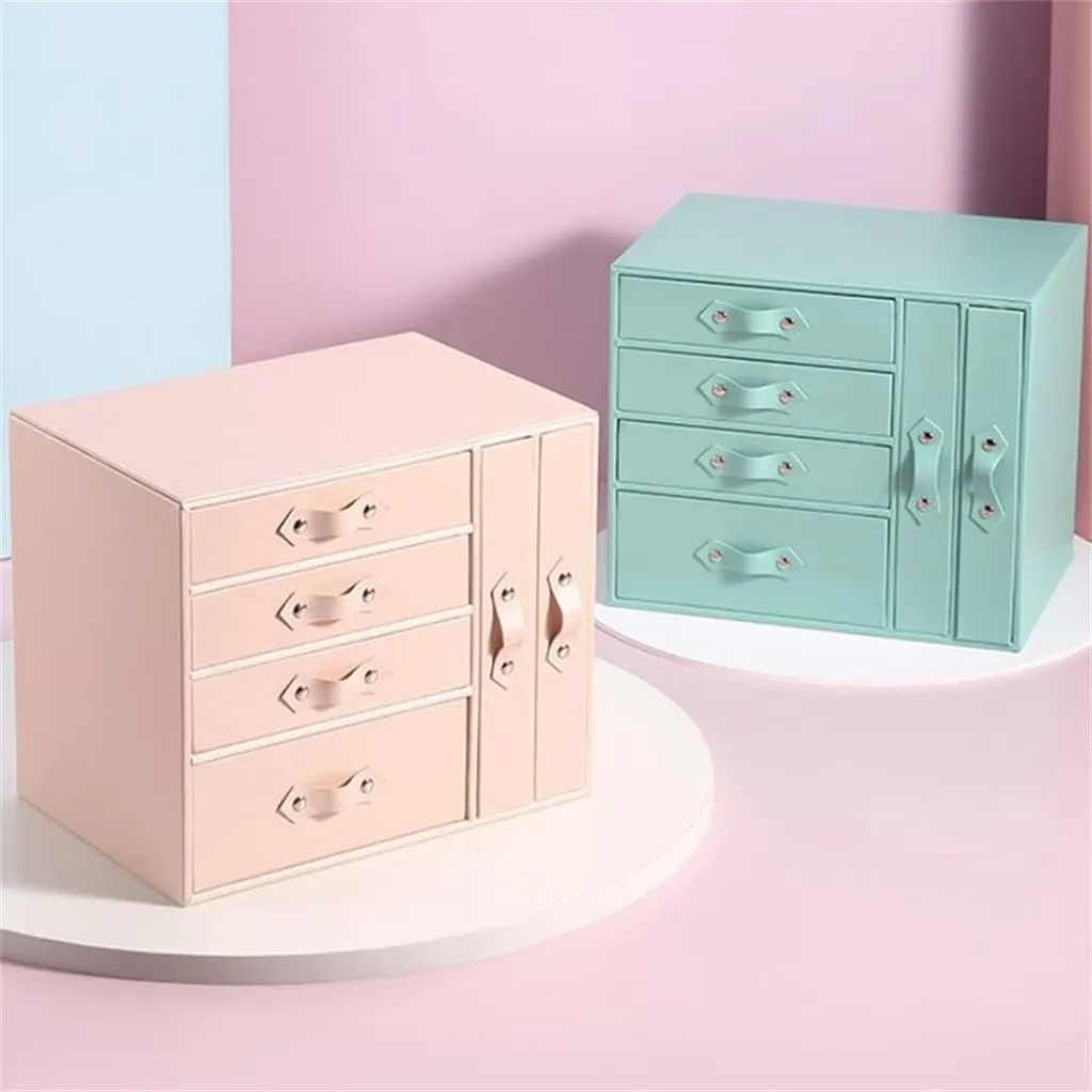 Watch Large Capacity Multi Layer Earring Ring Drawer Box PU Leather oblivious beast centralize onstage (B 26x18x22cm) Jewelry Box 