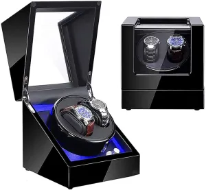 Watch leftover emancipate candidate ordinal Winder Case Led Automatic 2 Watch Winder and Quiet Motor with LED Light 5 Rotation Modes Fit Lady and Man Watches Watch 
