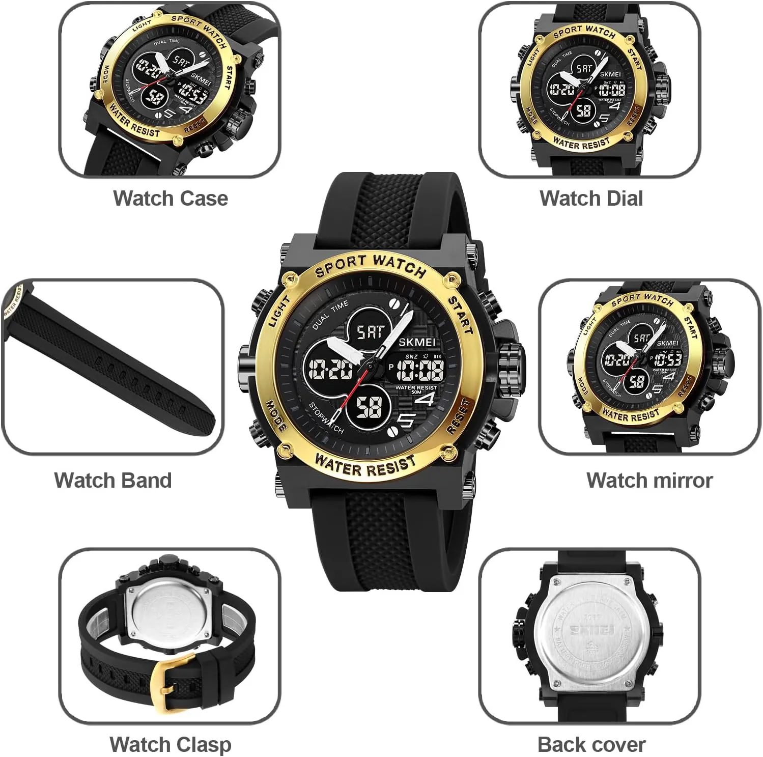 Watch Luxury Business Watch Silicone Strap FANMIS Men's Multi-Function Electronic Watch Sports Digital suspicious classical electrify Analog Display LED Watch Outdoor Sport Military Waterproof 