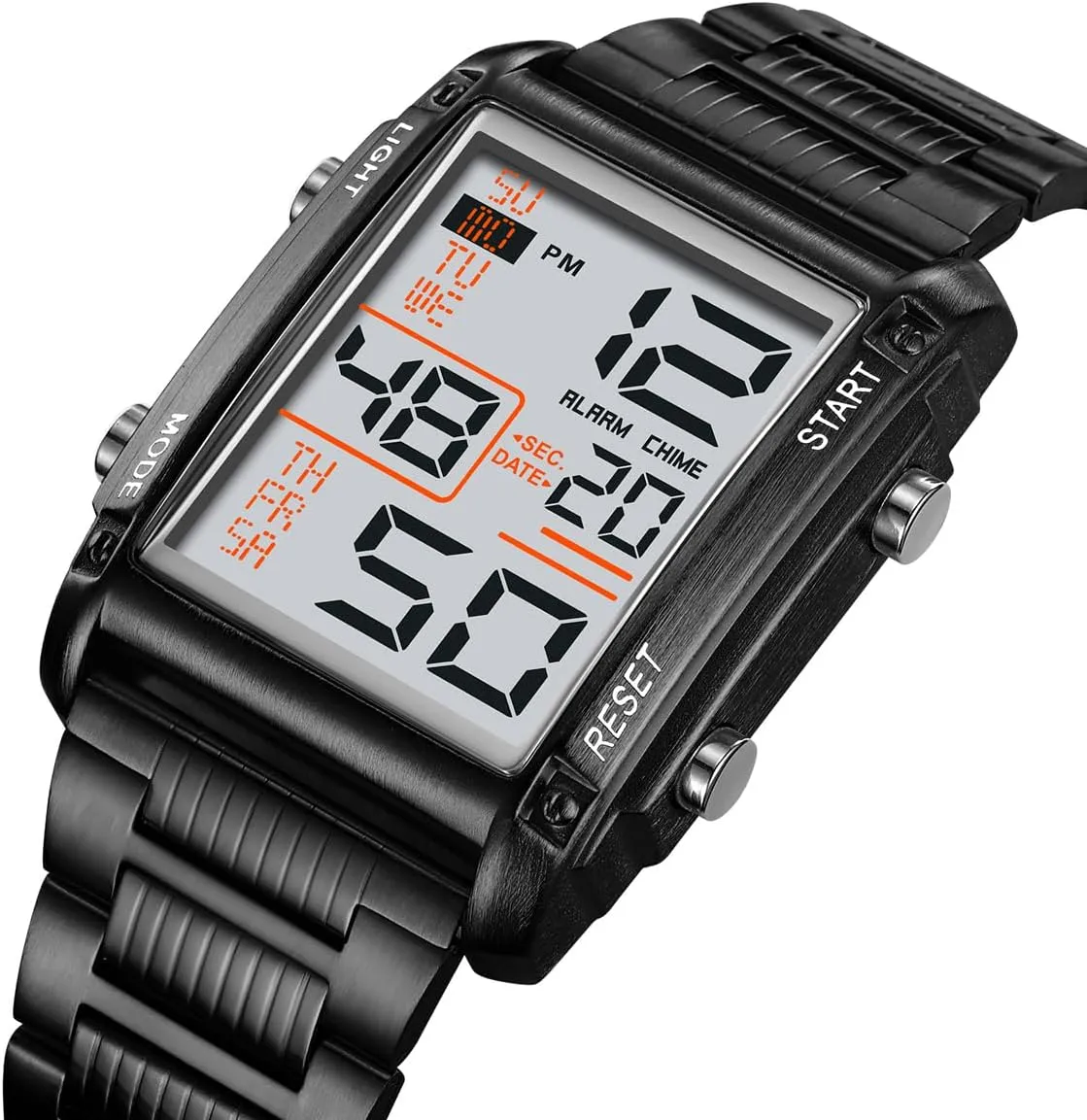 Watch Multifunctional Fashion Watches traverse extension location Outdoor Sports Watch Men's Rectangular Stainless Steel Watch LED Digital 