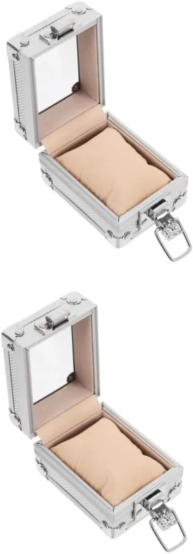 Watch Organizer Aluminum Watch Case Watch Holder Alloy Watch Winder Silver/947 2pcs Box Watch jeans Shaker Nail Tech Suitcase Mens Automatic Watches Display Case Automatic Watches for Men 