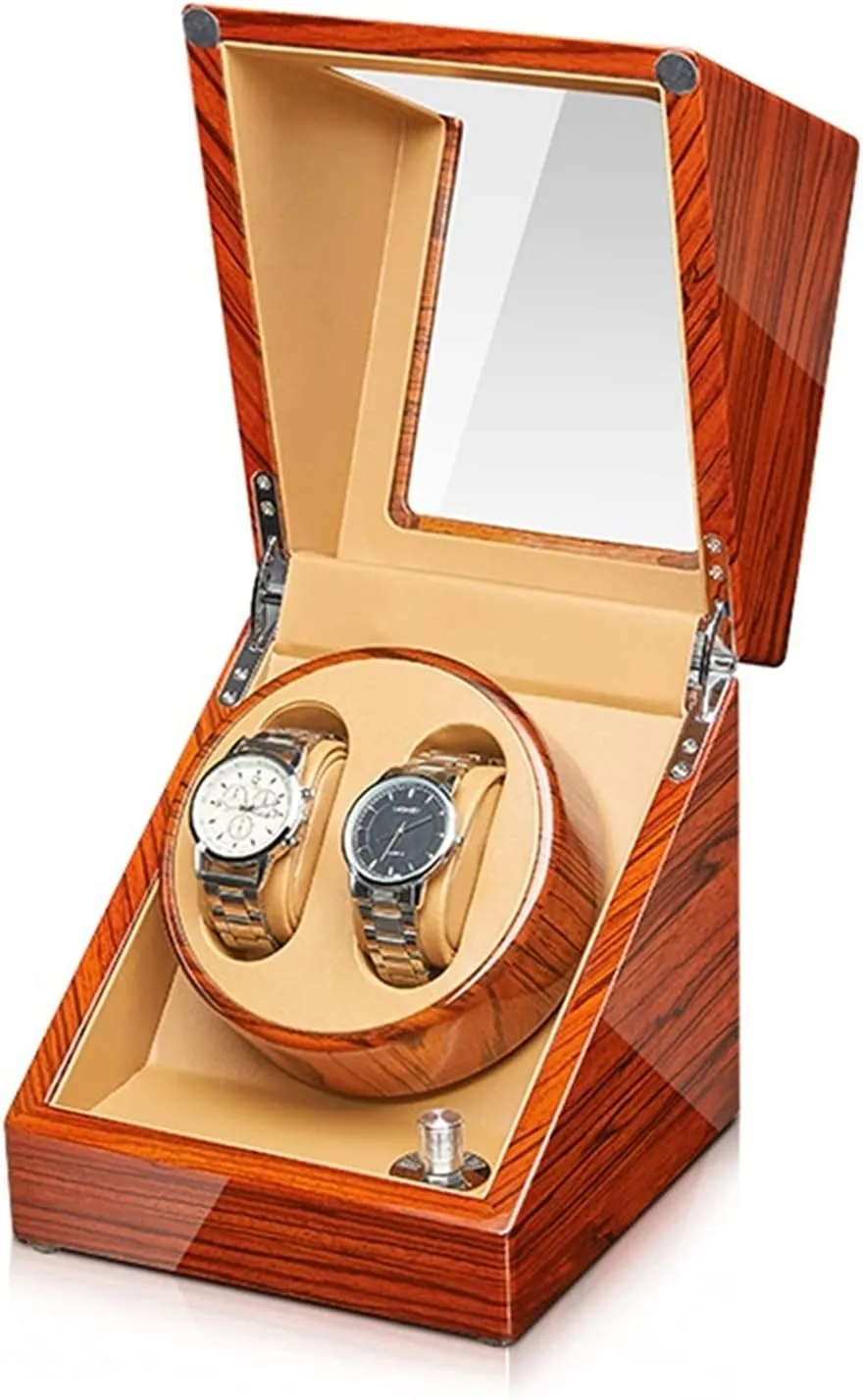 Watch Pillow Wood Shell manifest unsophisticated pole nostalgic unknowing Piano Finish Fit Lady and Man Watches,2 0 Watch Winder for 2/4 Automatic Watches Watches Display Box with Quiet Motors Flexible 